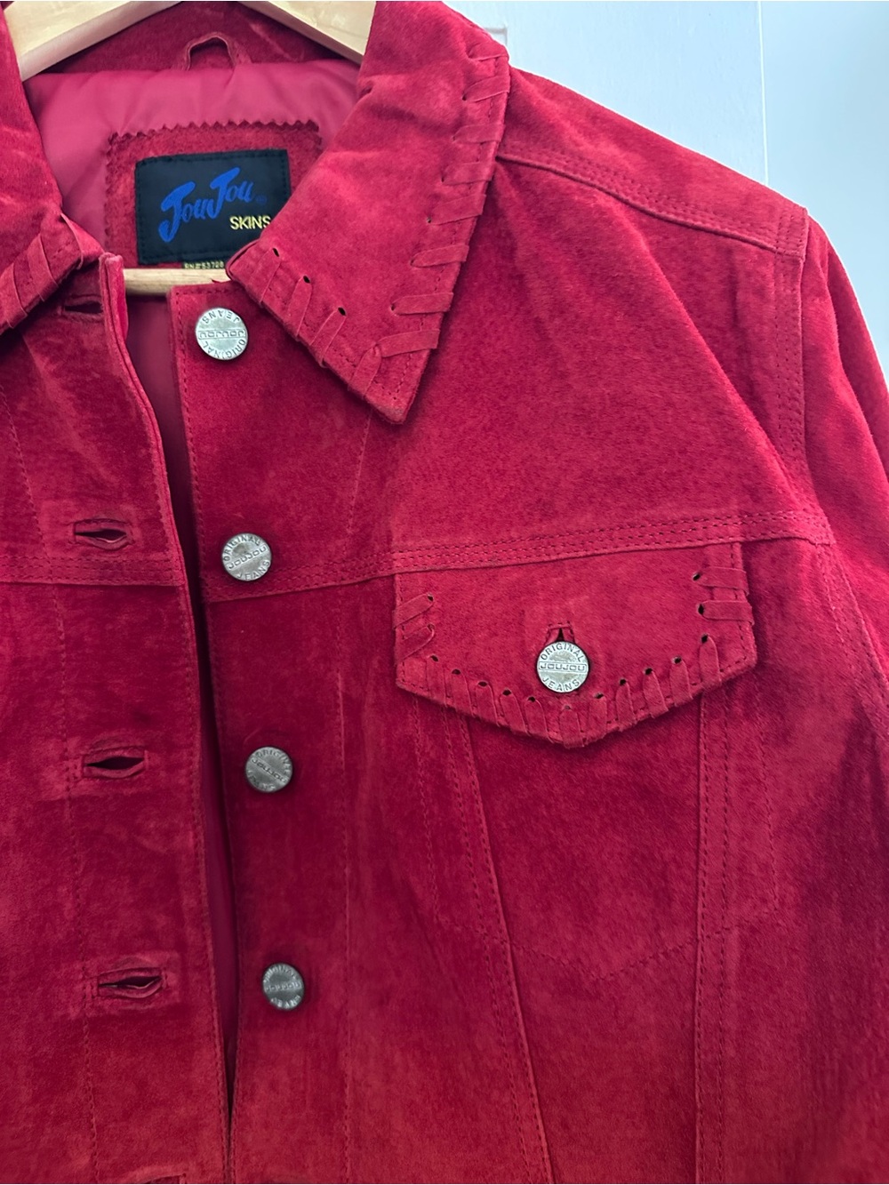 Jou Jou Skins Vintage Red Suede Leather Jacket — Size M - Picture 4 of 9